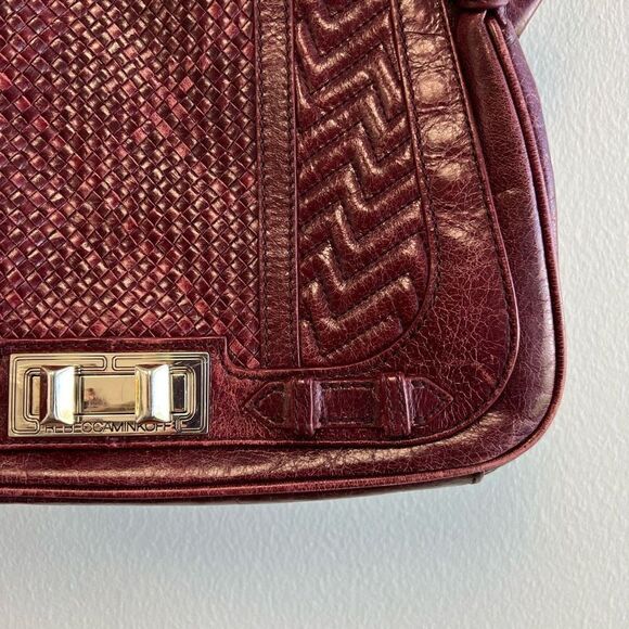 Rebecca Minkoff Endless Love Woven Satchel Bag Purse Gold Tone Hardware Luxury - Picture 2 of 13